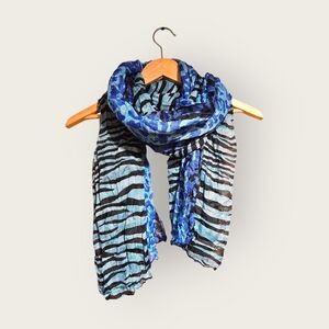Blue Zebra Print Lightweight Scarf